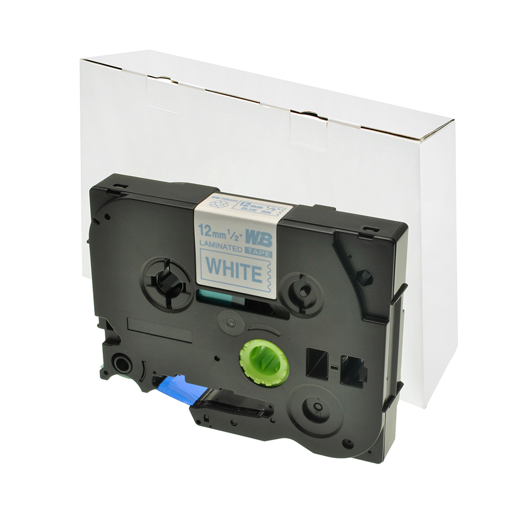 Compatible+Brother+TZE233+Blue+on+White+Label+Tape+12mm+8m
